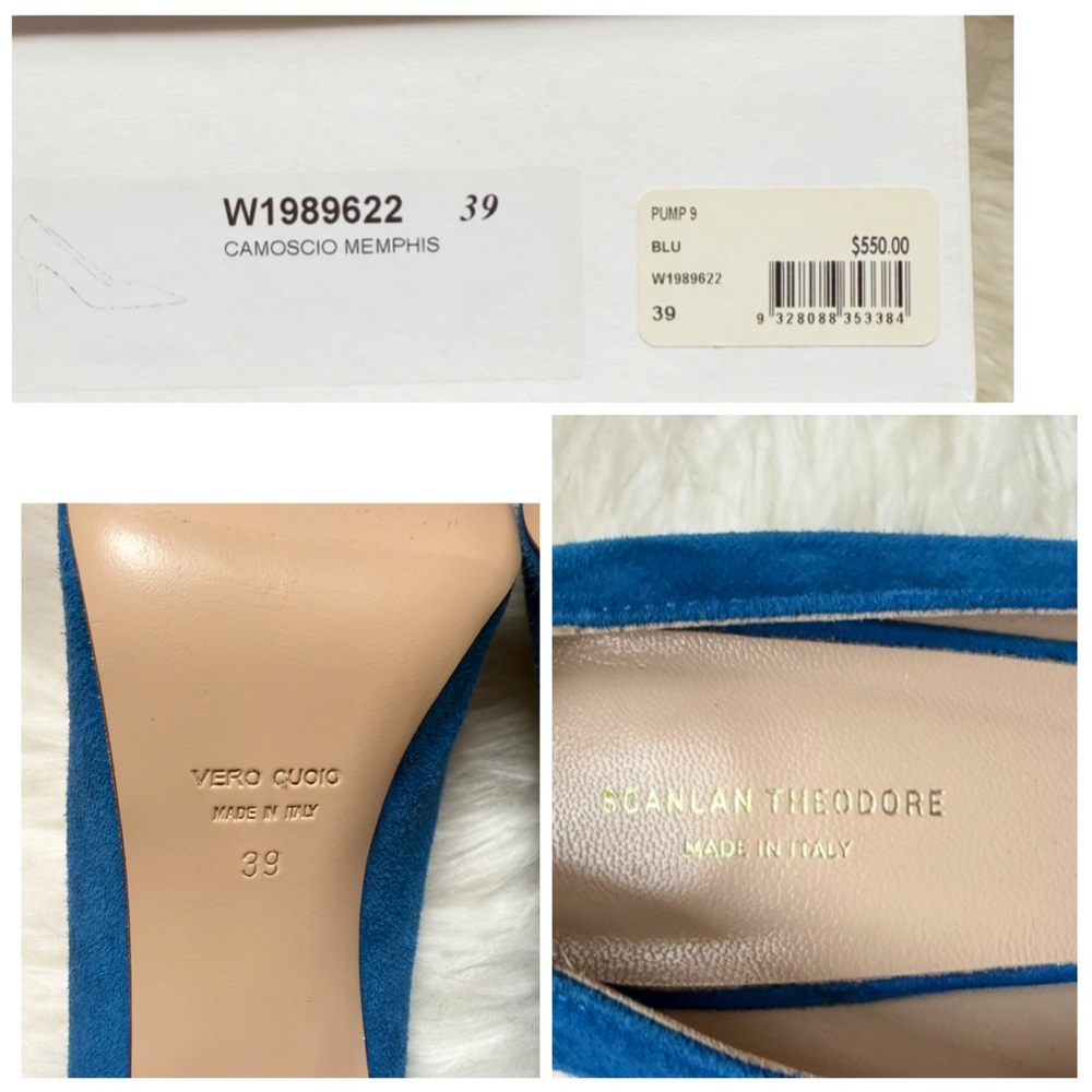 New! SCANLAN THEODORE Suede Pumps with Ombré Lucite Heel - Picture 9 of 9
